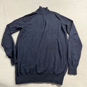 Woolovers Navy Blue Cashmere & Merino Wool Blend 1/4 Zip Pullover Sweater S